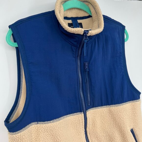 J.CREW/JEANS MEN'S VEST NYLON JACKET COLOR BLOCK Sherpa SIZE M cream blue - Picture 5 of 11